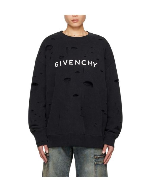 Givenchy Black Logo Printed Crewneck Sweatshirt for men