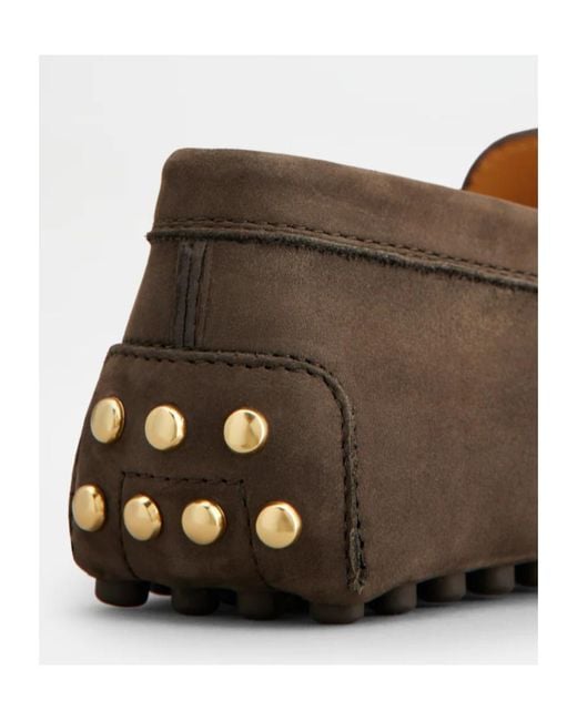 Tod's Brown Logo Detailed Slip-On Flat Shoes
