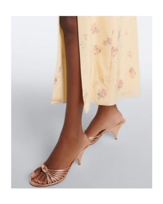 Alessandra Rich Natural Floral Ruffled Silk Midi Dress
