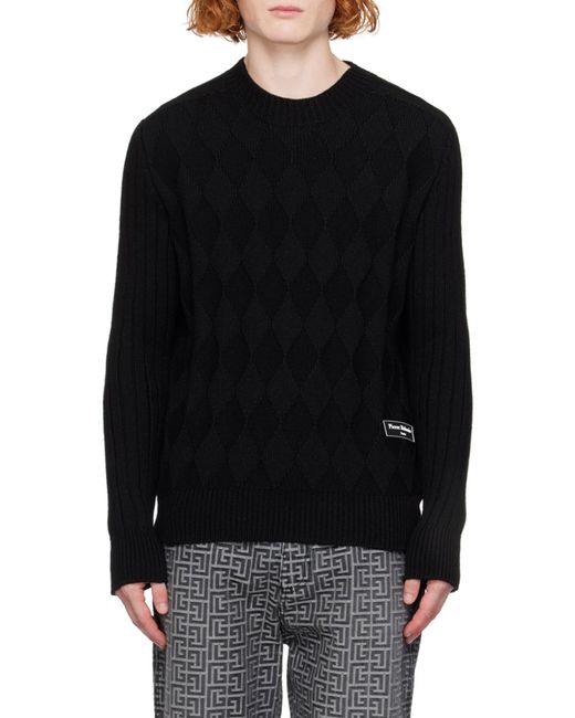 Balmain Black Diamond Pattern Knit Sweater for men
