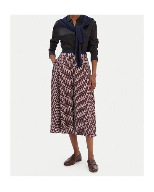 Tommy Hilfiger Red Elastic Waist Midi Skirt