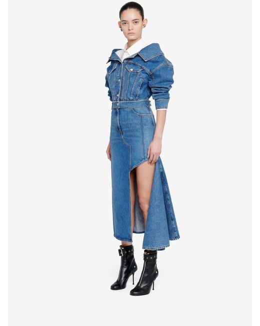 McQueen Blue Cropped Denim Jacket