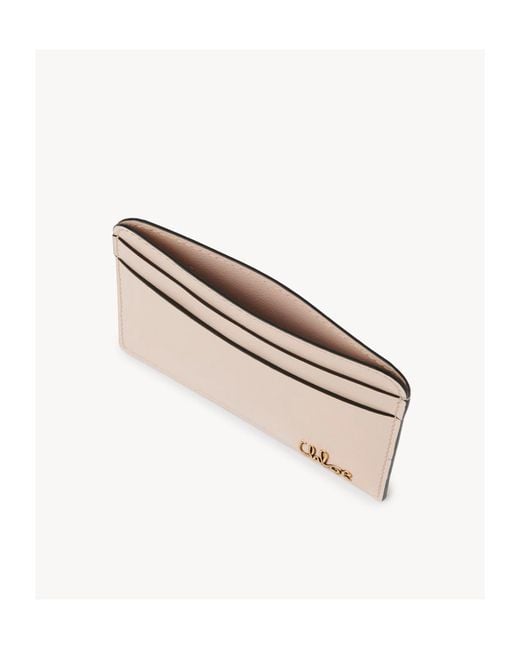 Chloé Natural Chloé Iconic Logo Plaque Card Holder