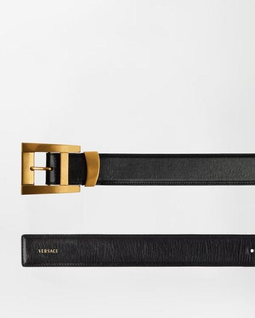 Versace Black Square-Buckle Belt for men