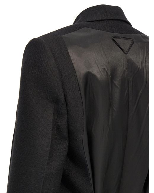 Prada Black Double-Breasted Long Sleeved Coat