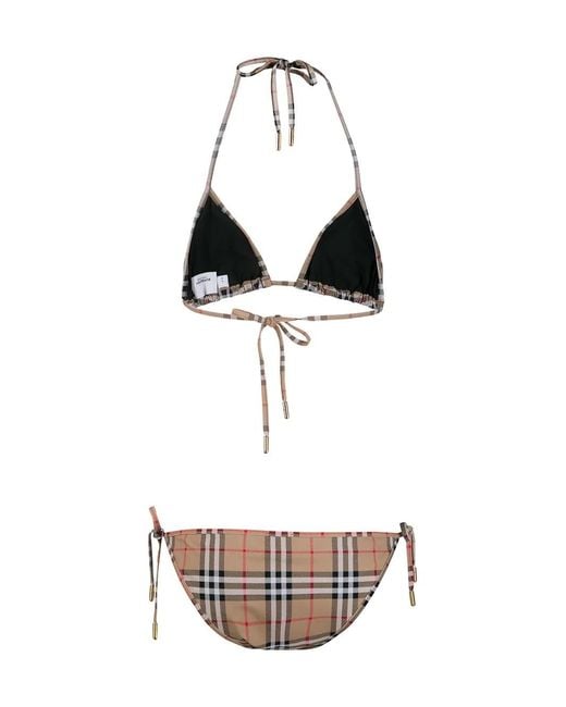 Burberry White Vintage Check Bikini Set