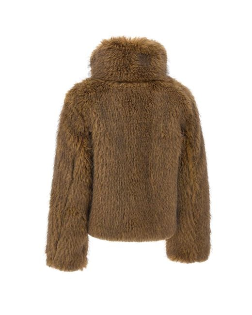 Moose Knuckles Brown Zip Faux-Fur Jacket