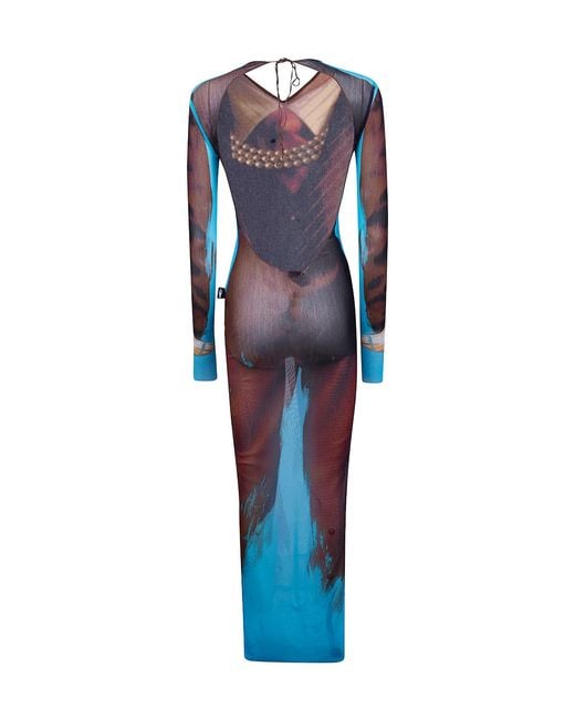Jean Paul Gaultier Blue Tennis Open-Back Maxi Dress