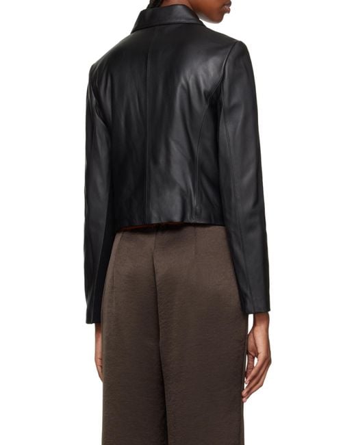 Vince Black Long-Sleeved Leather Jacket