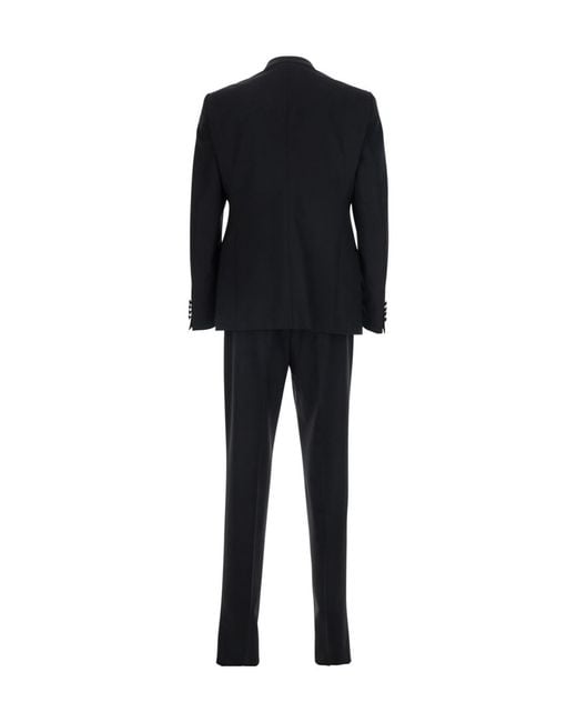 Emporio Armani Black Slim Shawl Lapel Suit for men