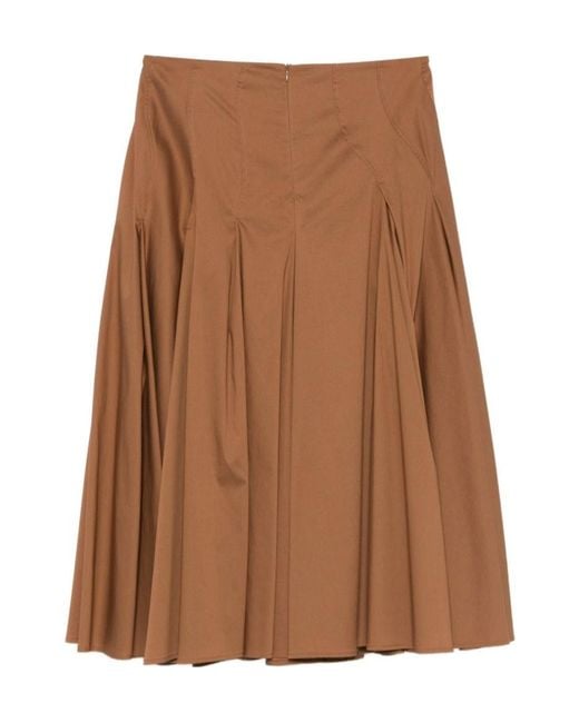 Semicouture Brown Sabella Pleated Skirt
