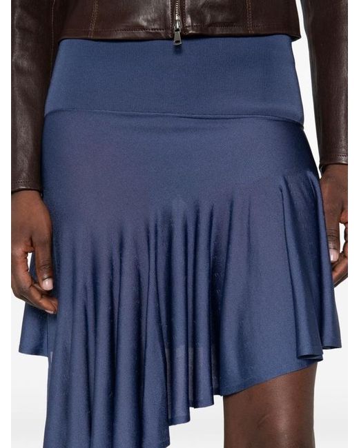 Alaïa Blue Alaïa Asymmetric Ruffled Skirt
