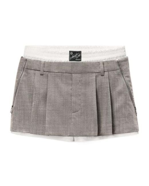 Alexander Wang Gray Zip Detailed Mid-Rise Skorts