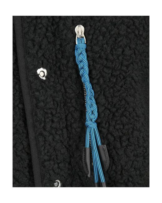 Palm Angels Black Braid-Detail Fleece Jacket for men