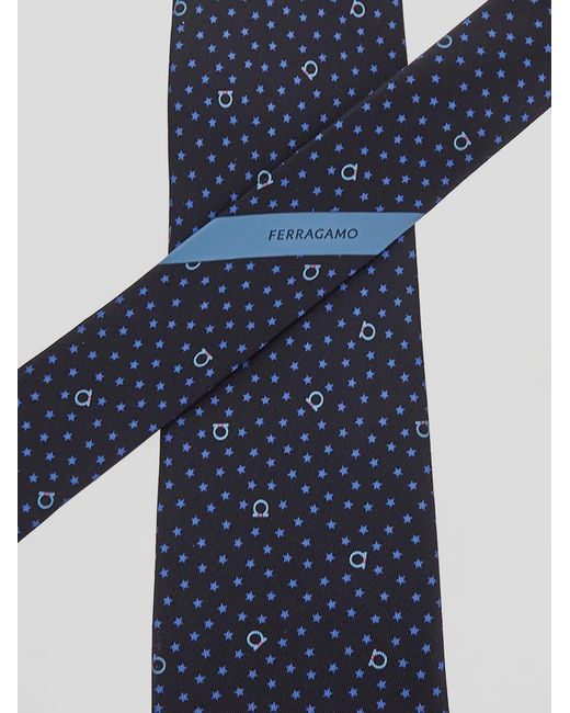 Ferragamo Blue Star Printed Tie for men