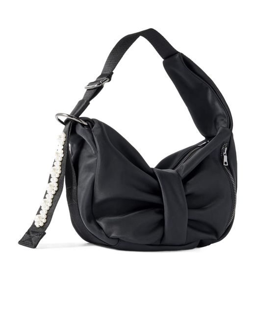 Simone Rocha Black Sling Bow Mini Faux Pearl-Embellished Shell Shoulder Bag