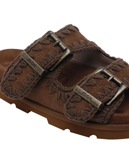 Mou Brown Bio Buckled Flat Sandals