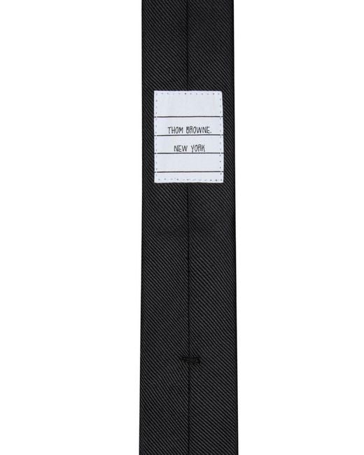 Thom Browne Black Logo-Jacquard Silk Tie for men