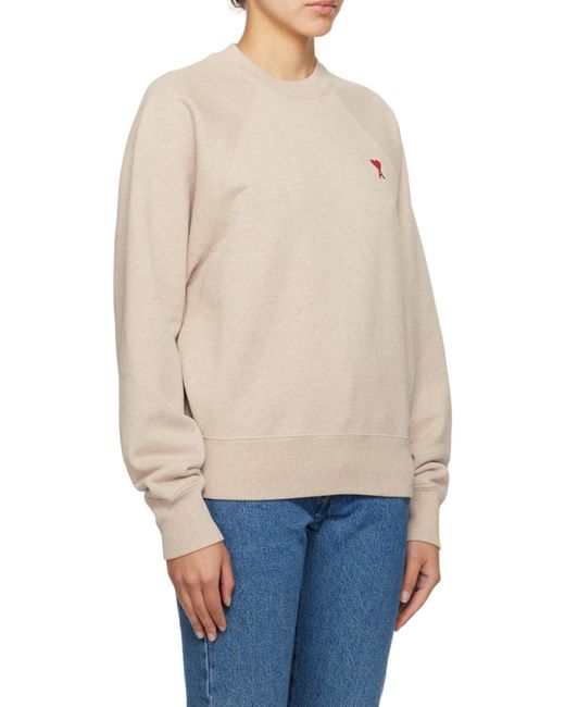 AMI White Ami De Coeur Logo Detailed Long Sleeved Sweatshirt for men