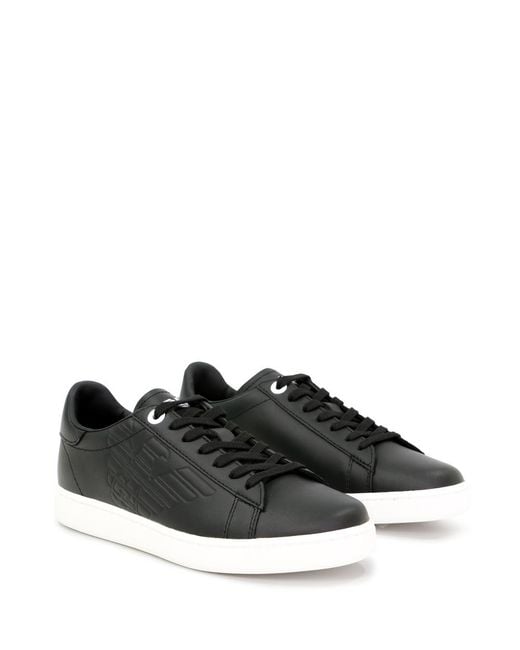 EA7 Black Logo-Laced Casual Sneakers for men