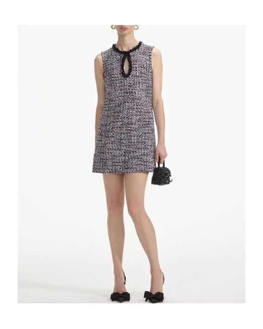 Self-Portrait Purple Boucle Embellished Mini Dress