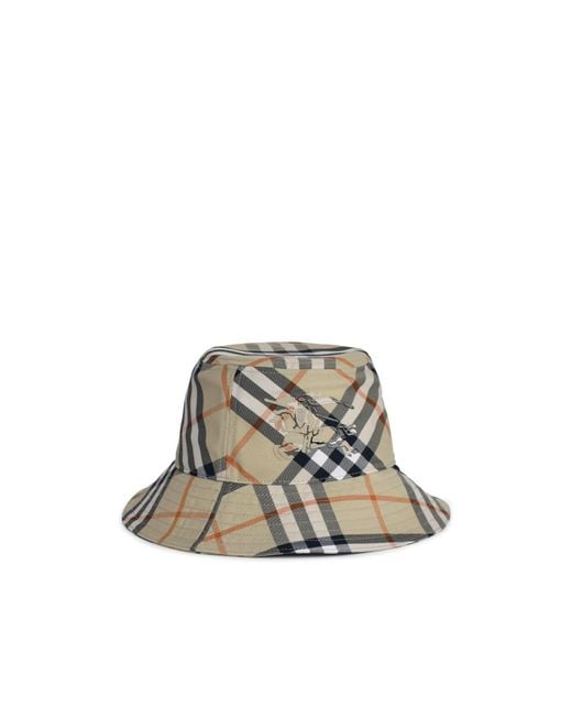 Burberry White Ekd Motif Checked Bucket Hat