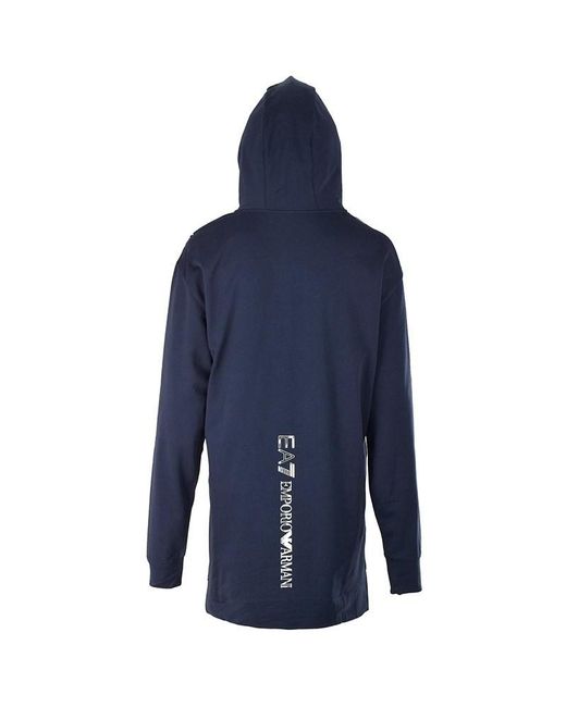 EA7 Blue Ea7 Series Floral Pattern Hooded Long Sweater