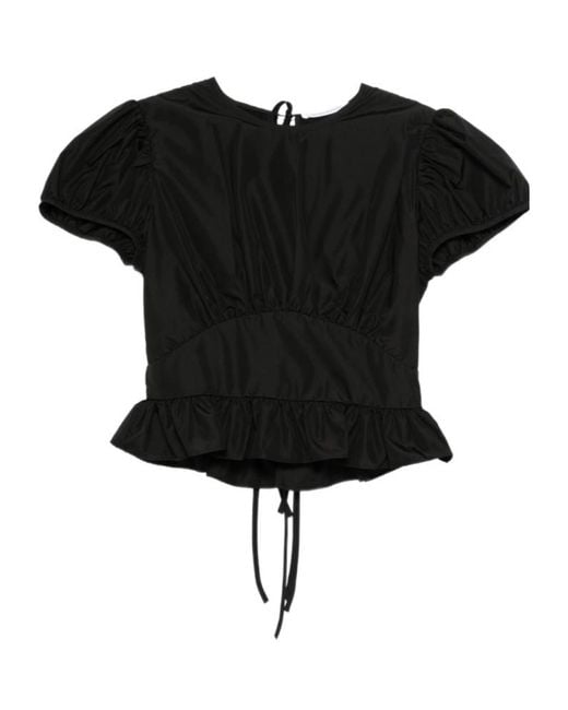 CECILIE BAHNSEN Black Cristobal Ruffled Top