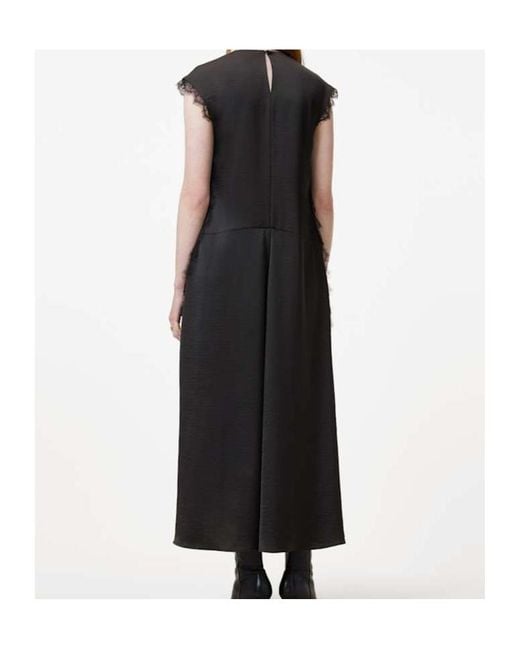 AllSaints Black Lace Trim Asymmetric Dress