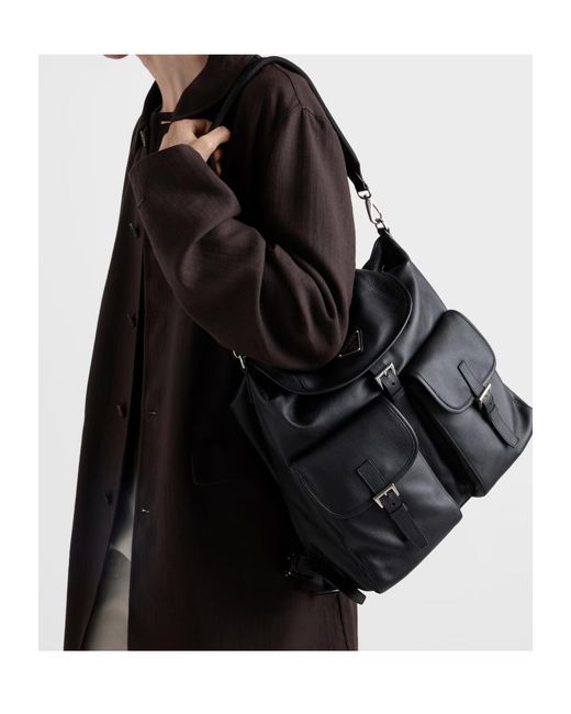 Prada Black Leather Backpack for men
