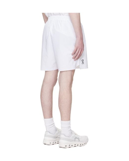 On Shoes White 5 Court Elastic Waist Shorts for men