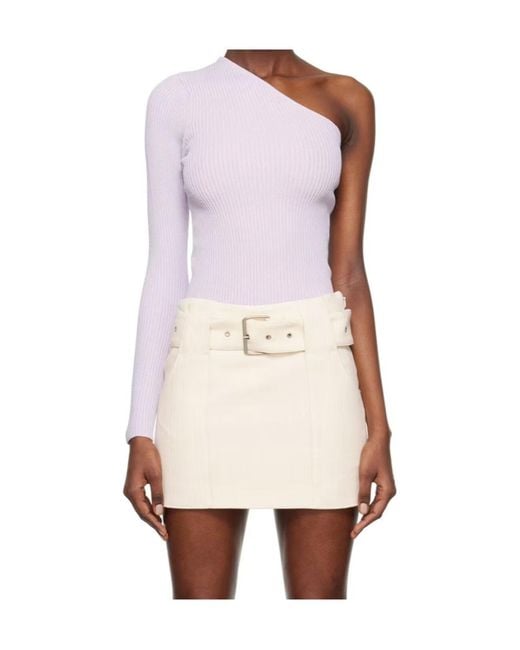 REMAIN Birger White One-Shoulder Long-Sleeve T-Shirt