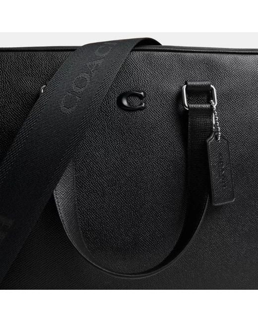 COACH Black Caden Top Handle Leather Briefcase for men
