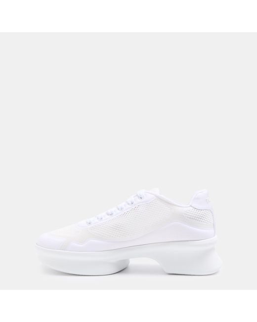 Prada White Lace-Up Platform Sneakers