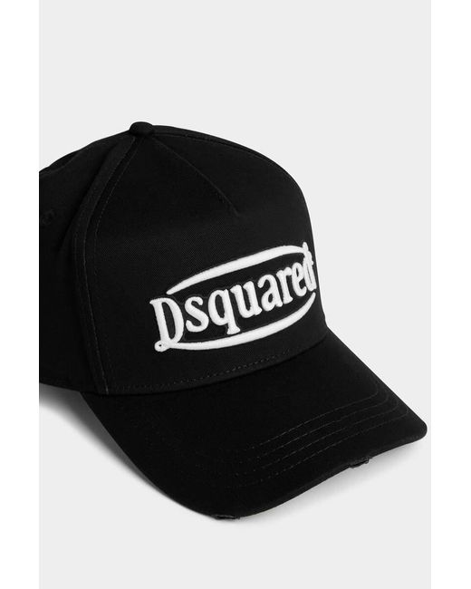 DSquared² Black Logo Embroidered Baseball Cap for men