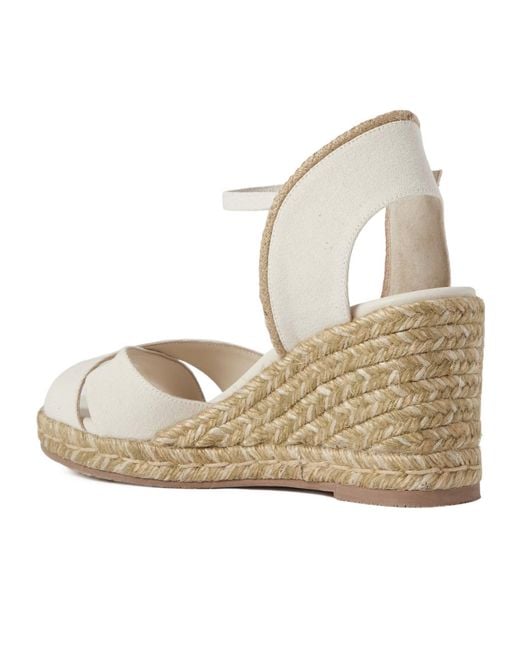 Stuart Weitzman Natural Canvas Espadrille Wedge Sandals