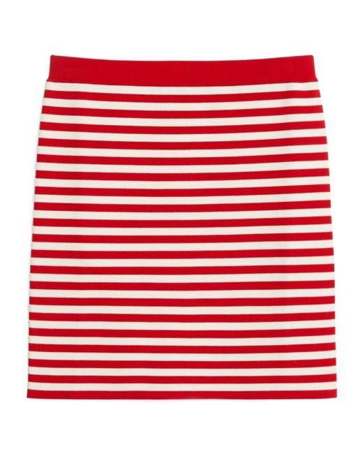 Max Mara Red Striped Knit Skirt