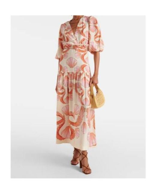 Adriana Degreas Pink Seashell Silk Maxi Dress