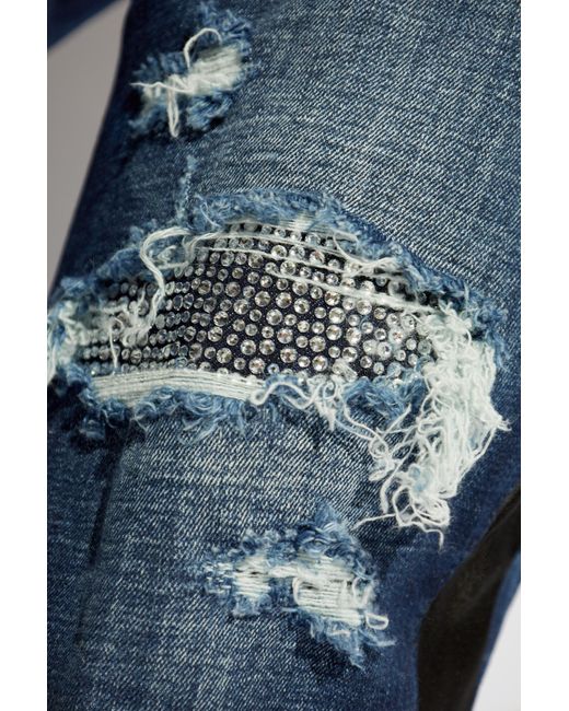 DSquared² Blue Distressed Straight-Leg Jeans for men
