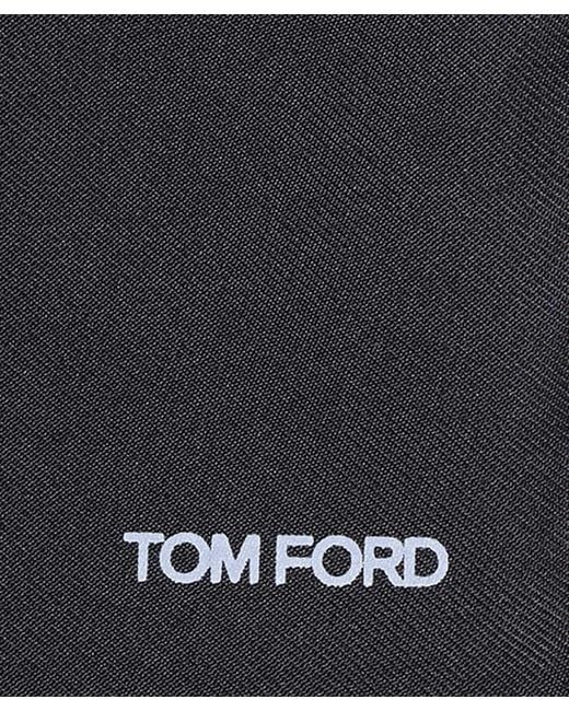 Tom Ford Black Logo Trim Square Scarf for men