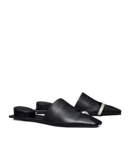 Tory Burch Black Pierced Leather Slippers for men