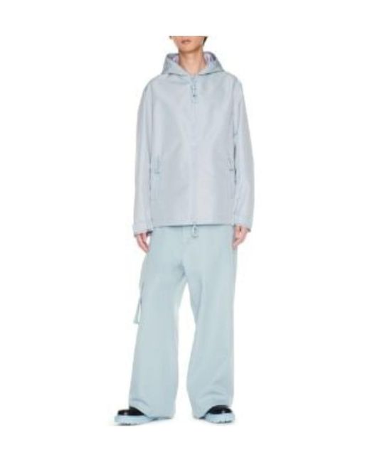 Off-White c/o Virgil Abloh Blue Quote Zip-Up Hooded Windbreaker for men