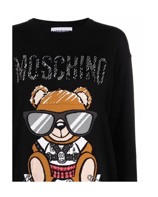 Moschino Black Round-Necked Logo Sweater