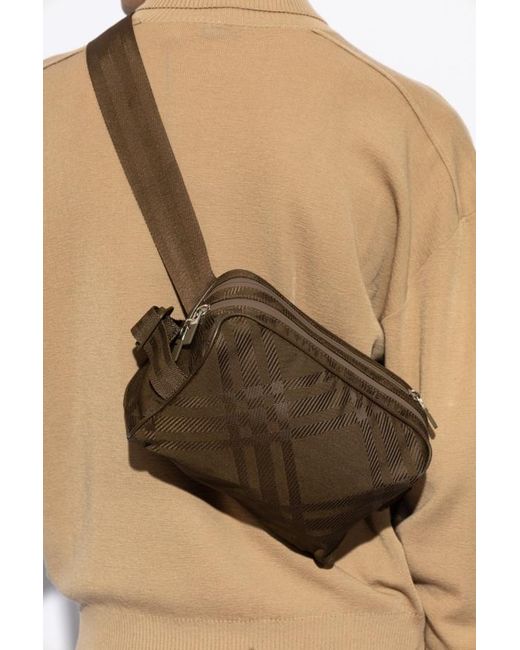 Burberry Brown Checkered Zipped Belt Bag for men
