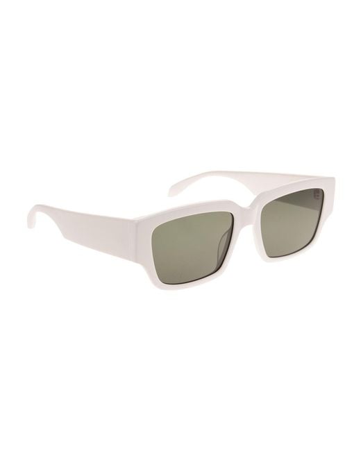 McQueen Multicolor Logo-Arm Rectangle-Frame Sunglasses