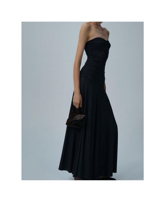 Magda Butrym Black Strapless Ruched Dress