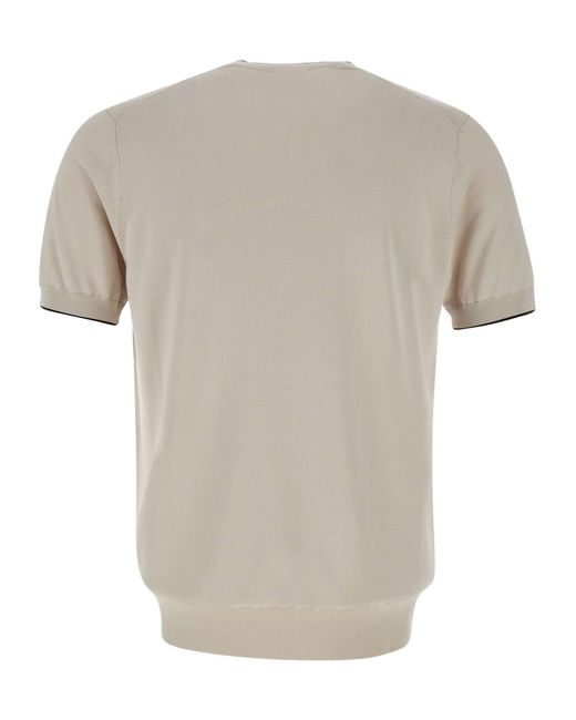 Kangra Cashmere Gray Kangra Contrast Trim Short Sleeve Knitted Top for men
