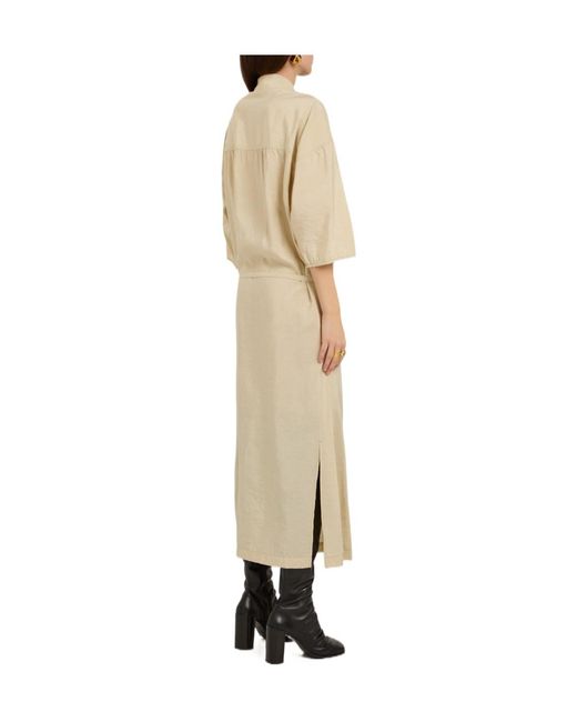 Lemaire Natural Belted Brushed Silkblend Midi Shirt Dress