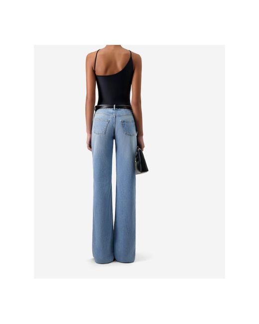 Coperni Blue One Shoulder Asymmetric Swimsuit