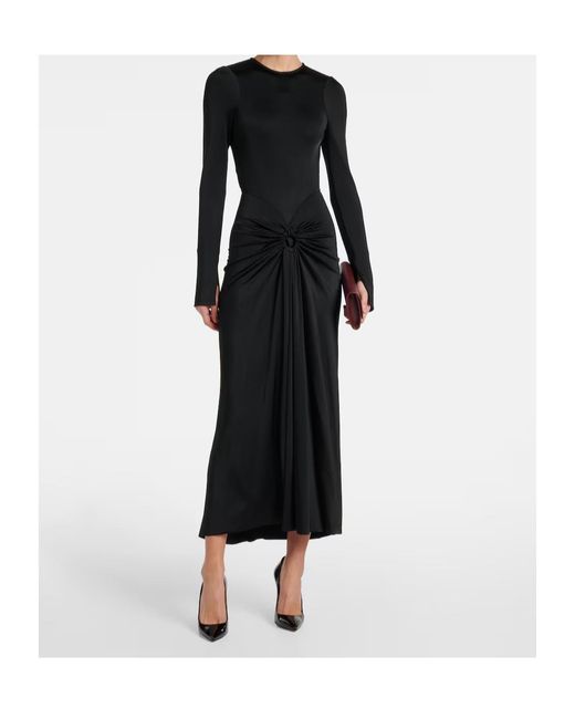 Victoria Beckham Black Gathered Midi Dress